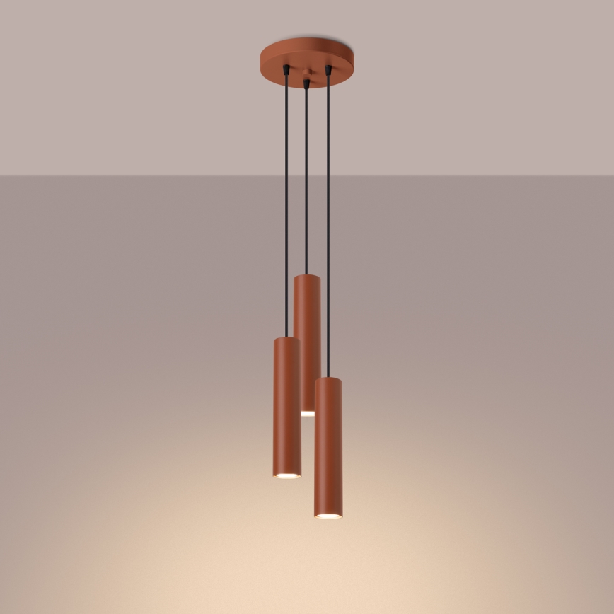 Hanglamp aan een koord LAGOS 3xGU10/10W/230V rood