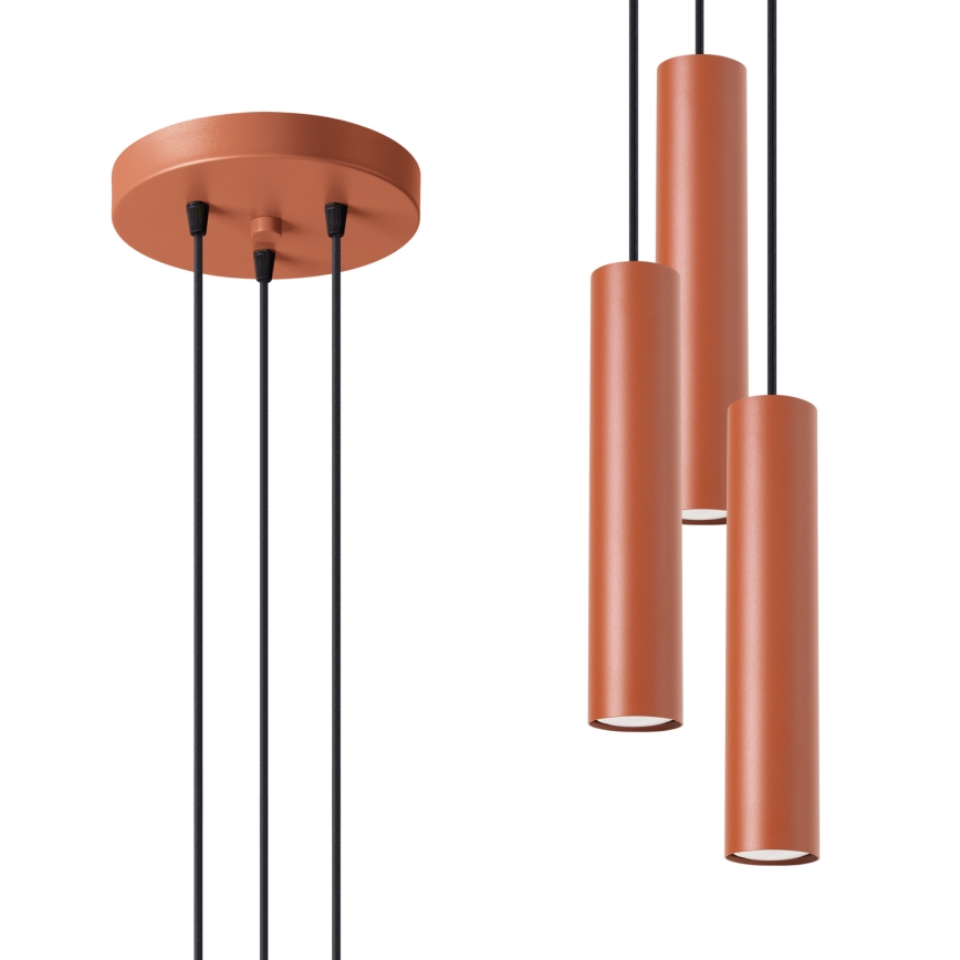 Hanglamp aan een koord LAGOS 3xGU10/10W/230V rood