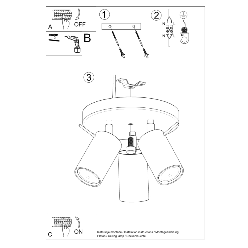 Spot RING 3xGU10/10W/230V rood