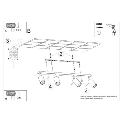 Spot RING 4xGU10/10W/230V rood