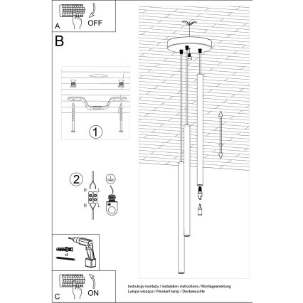Hanglamp aan een koord PASTELO 3xG9/8W/230V groen
