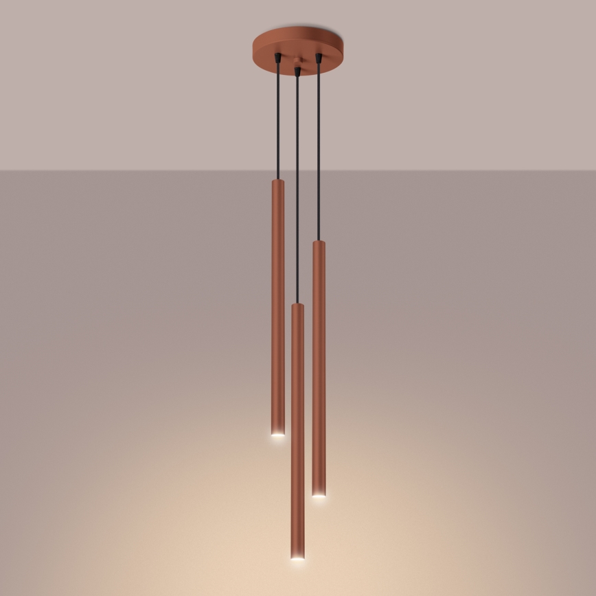 Hanglamp aan een koord PASTELO 3xG9/8W/230V rood