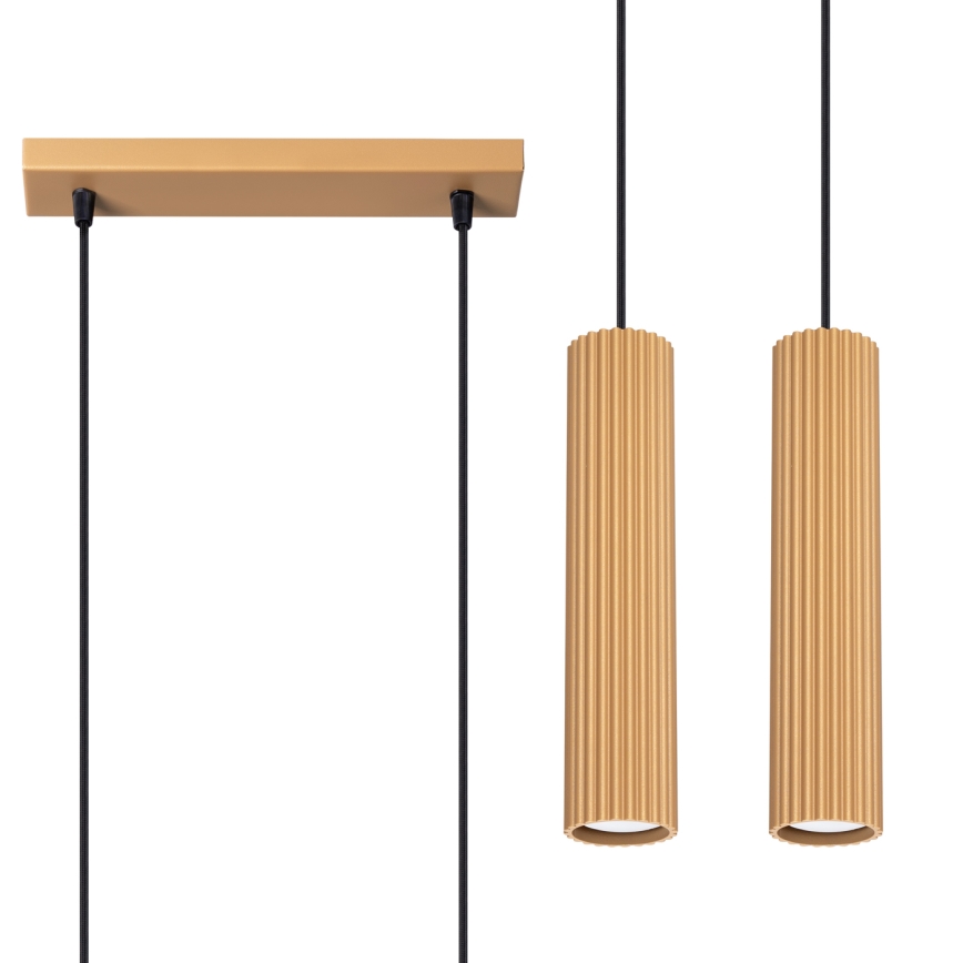 Hanglamp aan een koord KARBON 2xGU10/10W/230V goud