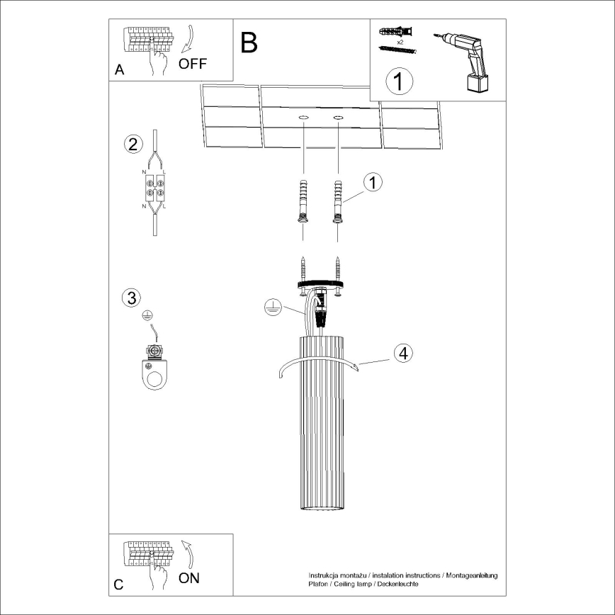Spot KARBON 1xGU10/10W/230V 30 cm zwart