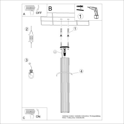 Spot KARBON 1xGU10/10W/230V 60 cm zwart