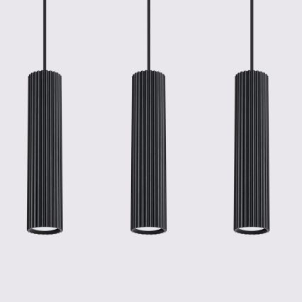 Hanglamp aan een koord KARBON 3xGU10/10W/230V zwart