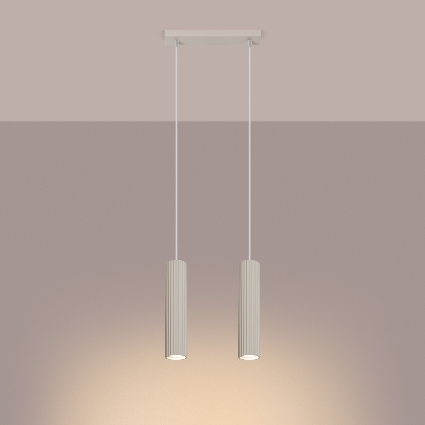 Hanglamp aan een koord KARBON 2xGU10/10W/230V crème