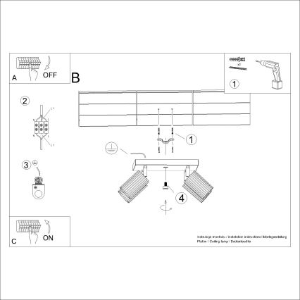 Spot KARBON 4xGU10/10W/230V groen