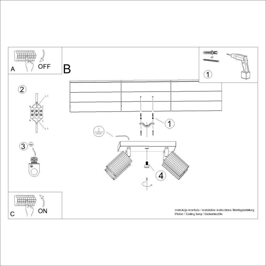 Spot KARBON 4xGU10/10W/230V groen
