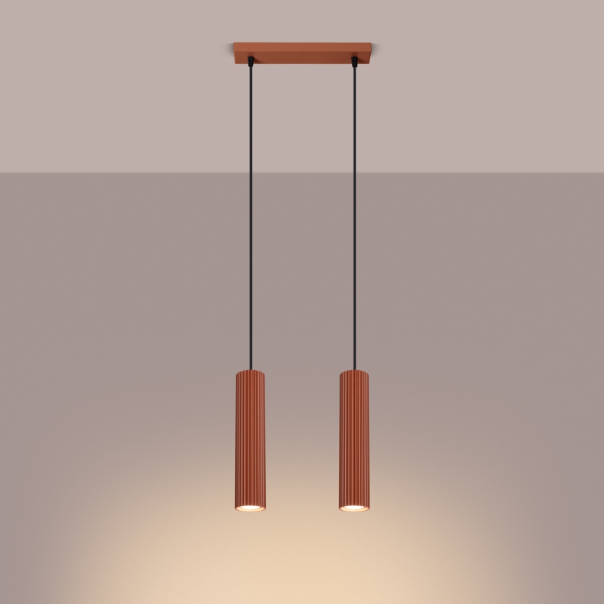 Hanglamp aan een koord KARBON 2xGU10/10W/230V rood