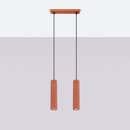 Hanglamp aan een koord KARBON 2xGU10/10W/230V rood
