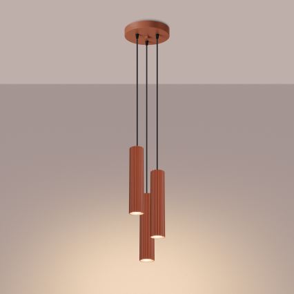 Hanglamp aan een koord KARBON 3xGU10/10W/230V rood