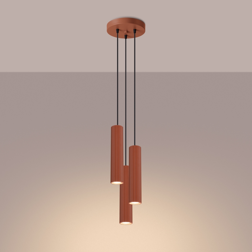 Hanglamp aan een koord KARBON 3xGU10/10W/230V rood