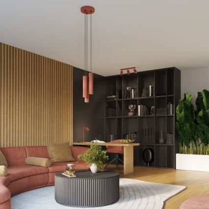 Hanglamp aan een koord KARBON 3xGU10/10W/230V rood