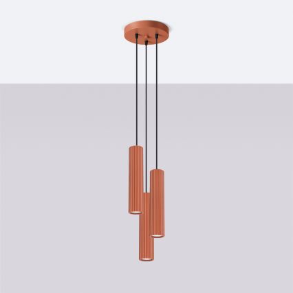Hanglamp aan een koord KARBON 3xGU10/10W/230V rood
