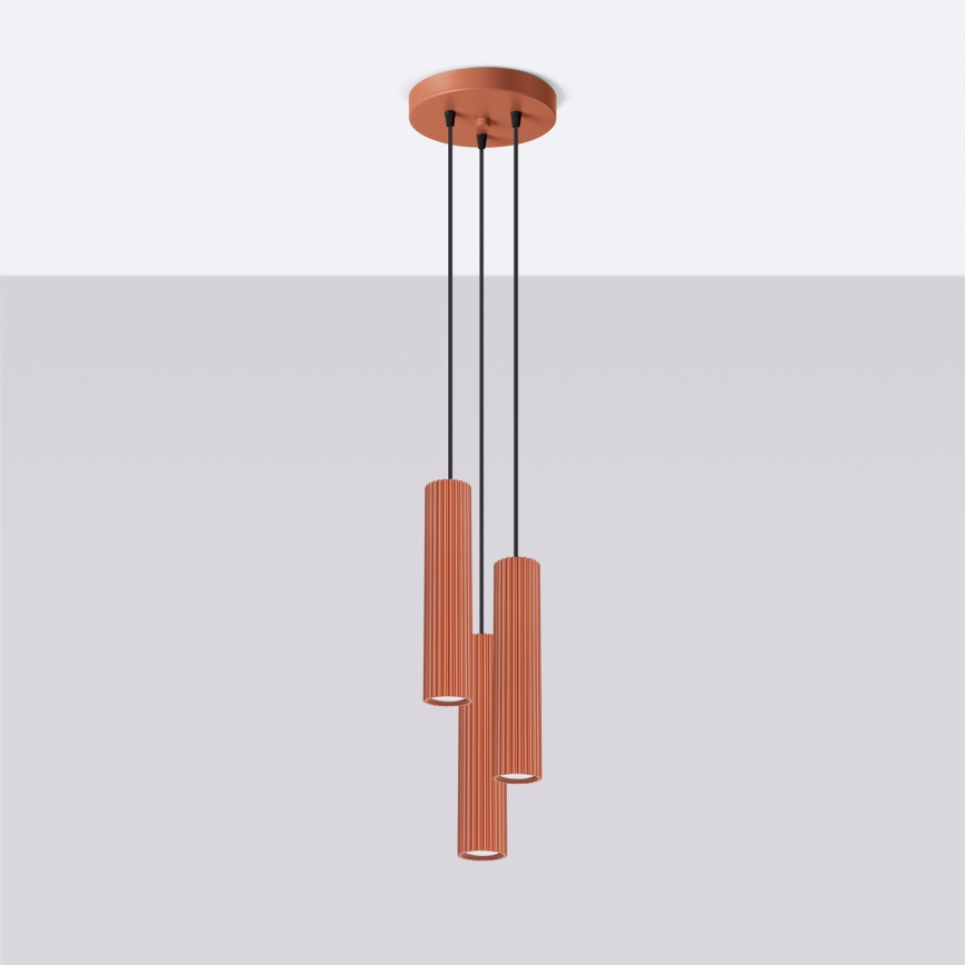 Hanglamp aan een koord KARBON 3xGU10/10W/230V rood