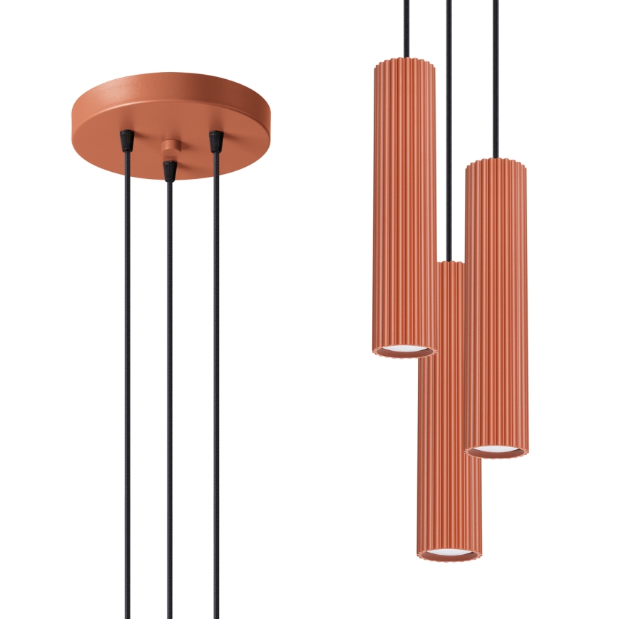 Hanglamp aan een koord KARBON 3xGU10/10W/230V rood