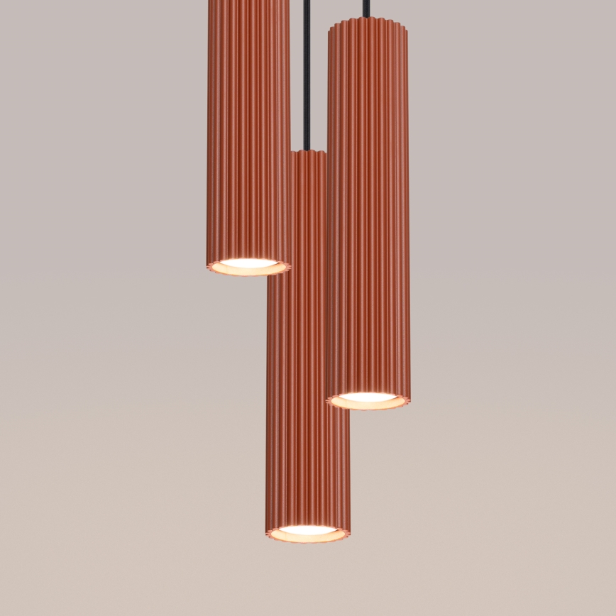 Hanglamp aan een koord KARBON 3xGU10/10W/230V rood