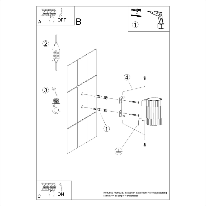 Wandlamp KARBON 1xGU10/10W/230V zwart