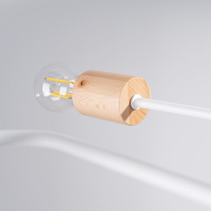 Bevestigde hanglamp TIMBO 8xE27/15W/230V wit/beige/beuken