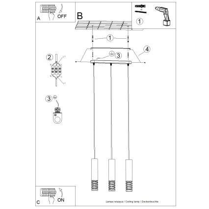 Hanglamp aan een koord LAMI 3xGU10/10W/230V wit