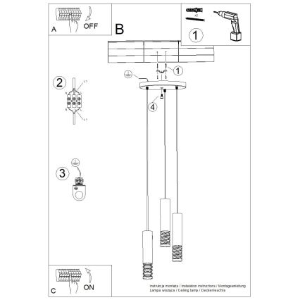 Hanglamp aan een koord LAMI 3xGU10/10W/230V wit