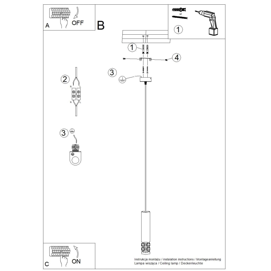 Hanglamp aan een koord LIRO 1xGU10/10W/230V wit