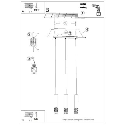 Hanglamp aan een koord LIRO 3xGU10/10W/230V wit