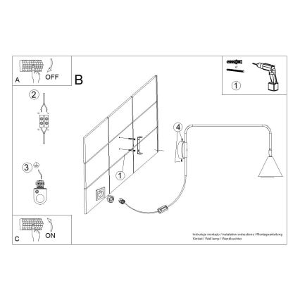Wandlamp NOX 1xE14/10W/230V zwart