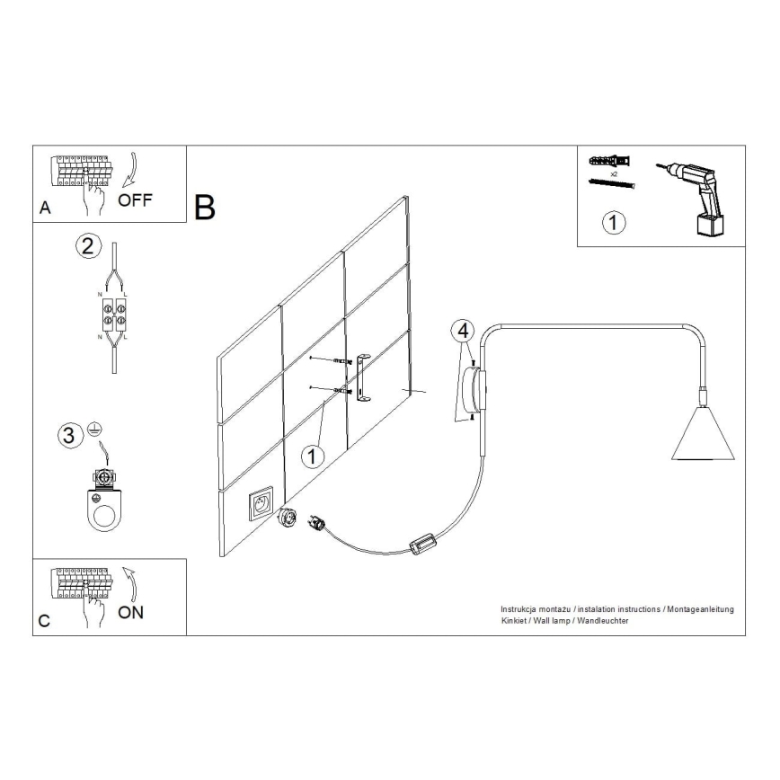 Wandlamp NOX 1xE14/10W/230V zwart