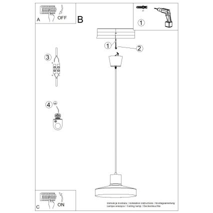 Hanglamp aan een koord BILO 1xE27/15W/230V diameter 35 cm oranje