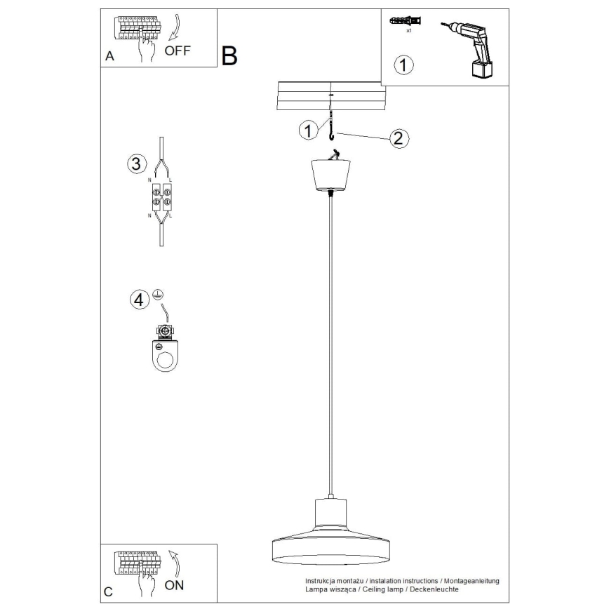 Hanglamp aan een koord BILO 1xE27/15W/230V diameter 35 cm oranje