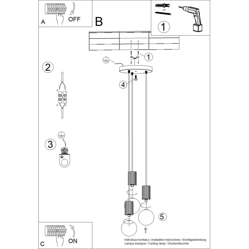Hanglamp aan een koord HALO 3xG9/8W/230V diameter 25 cm wit