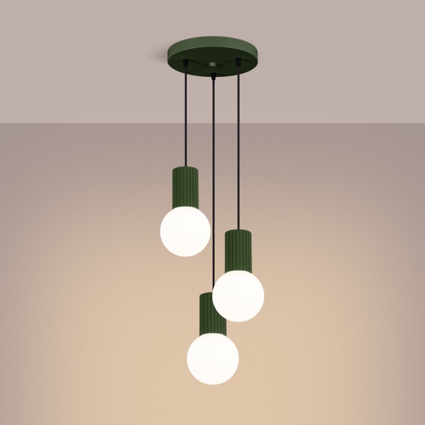 Hanglamp aan een koord HALO 3xG9/8W/230V diameter 25 cm groen