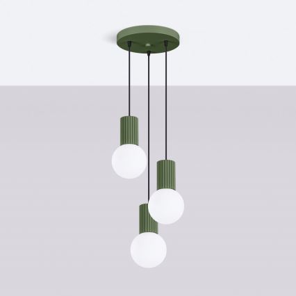 Hanglamp aan een koord HALO 3xG9/8W/230V diameter 25 cm groen