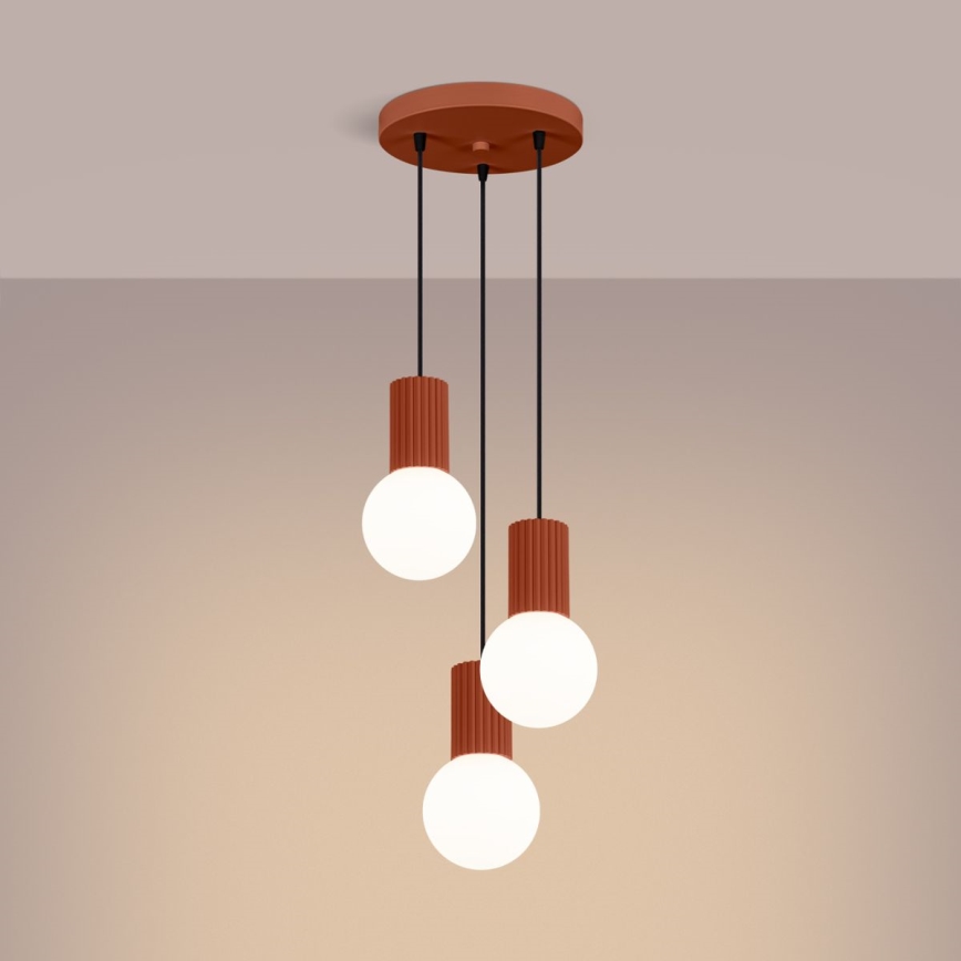 Hanglamp aan een koord HALO 3xG9/8W/230V diameter 25 cm oranje