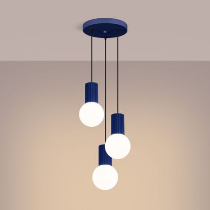 Hanglamp aan een koord HALO 3xG9/8W/230V diameter 25 cm blauw