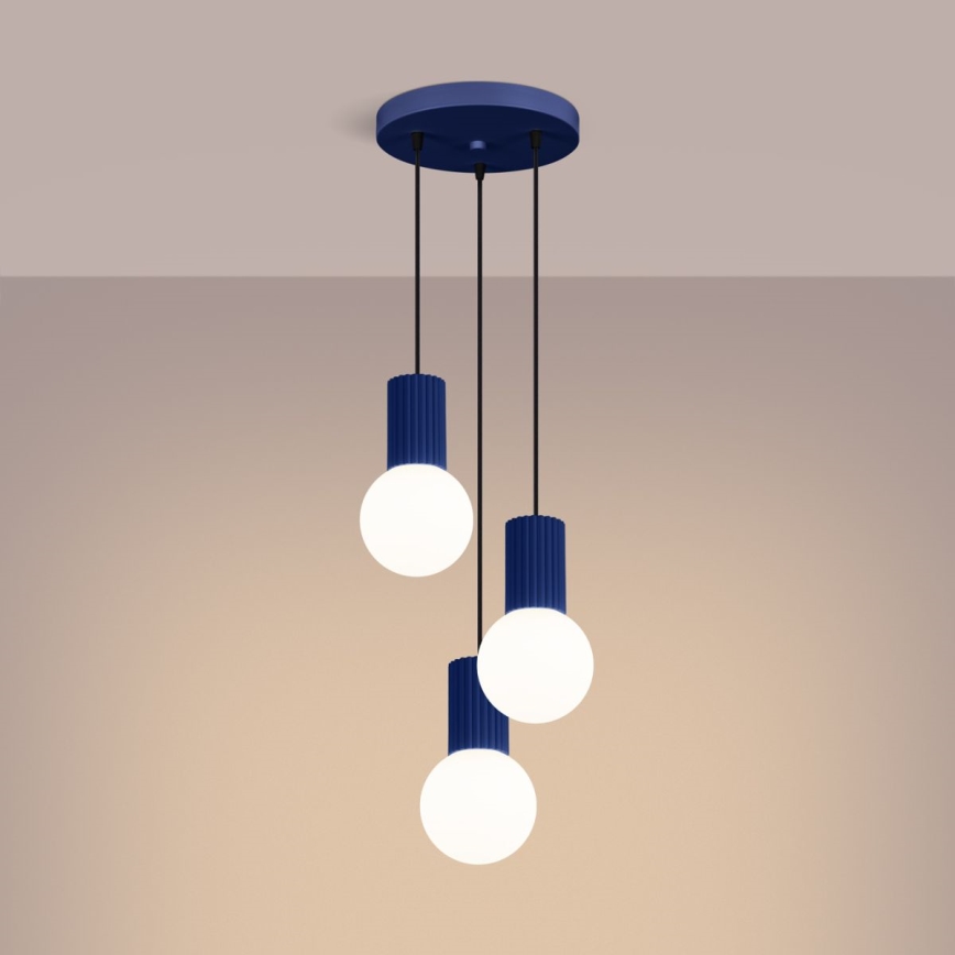Hanglamp aan een koord HALO 3xG9/8W/230V diameter 25 cm blauw