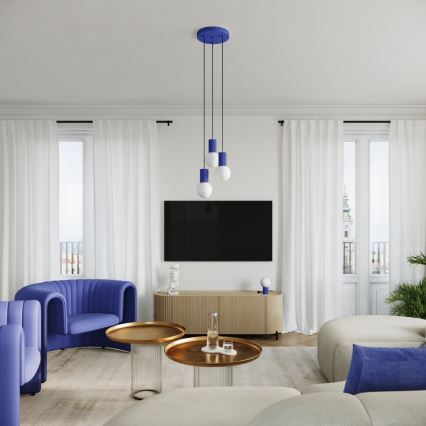 Hanglamp aan een koord HALO 3xG9/8W/230V diameter 25 cm blauw