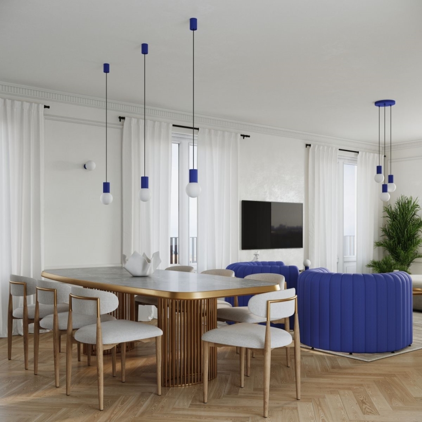 Hanglamp aan een koord HALO 3xG9/8W/230V diameter 25 cm blauw