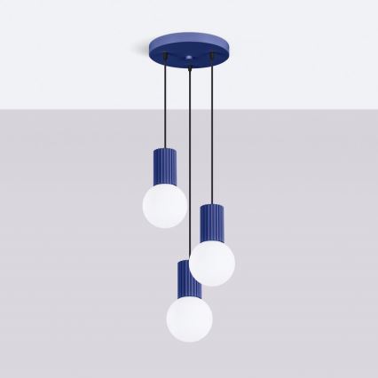 Hanglamp aan een koord HALO 3xG9/8W/230V diameter 25 cm blauw