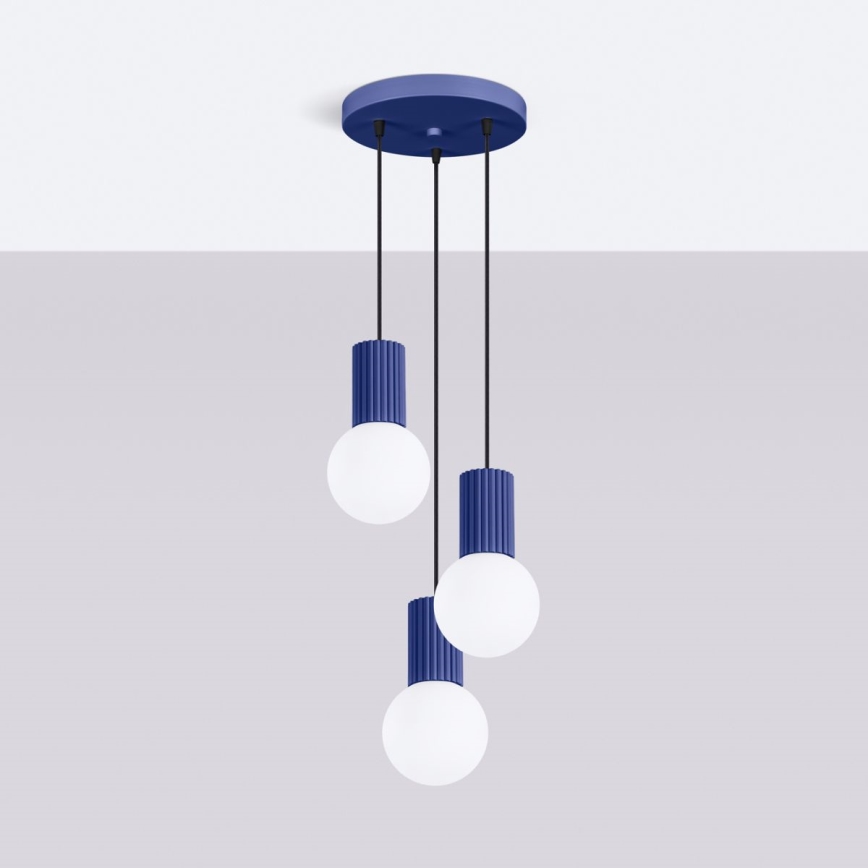 Hanglamp aan een koord HALO 3xG9/8W/230V diameter 25 cm blauw