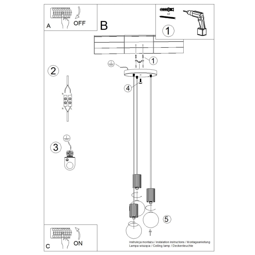 Hanglamp aan een koord HALO 3xG9/8W/230V diameter 25 cm blauw