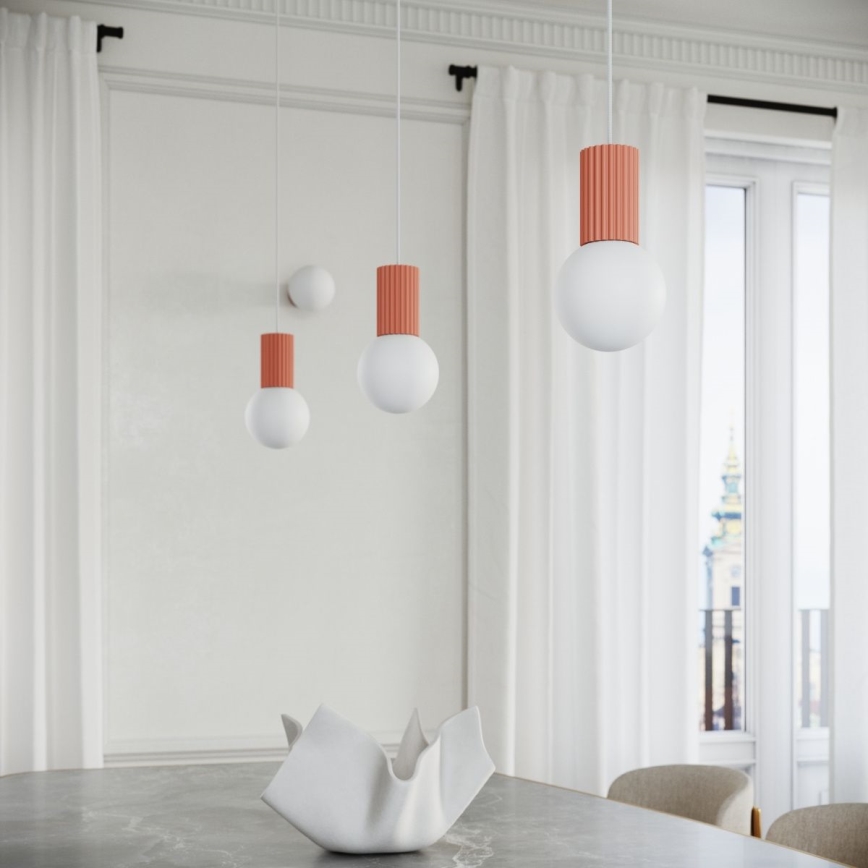 Hanglamp aan een koord HALO 1xG9/8W/230V diameter 12 cm roze