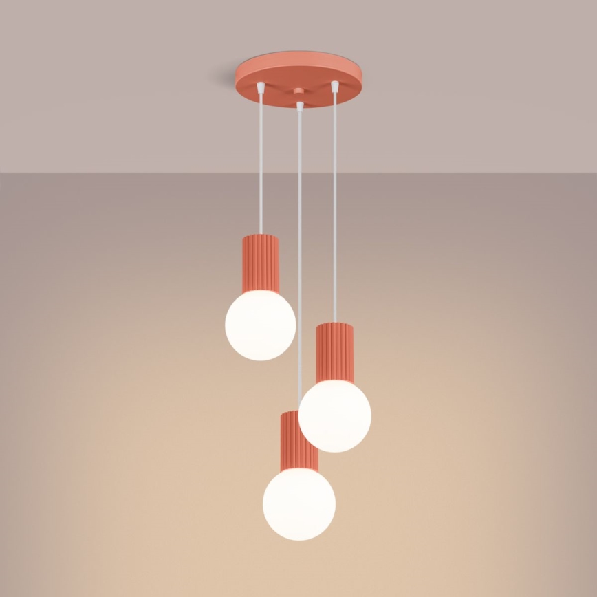 Hanglamp aan een koord HALO 3xG9/8W/230V diameter 25 cm roze