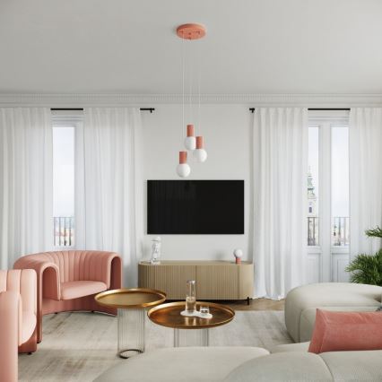 Hanglamp aan een koord HALO 3xG9/8W/230V diameter 25 cm roze