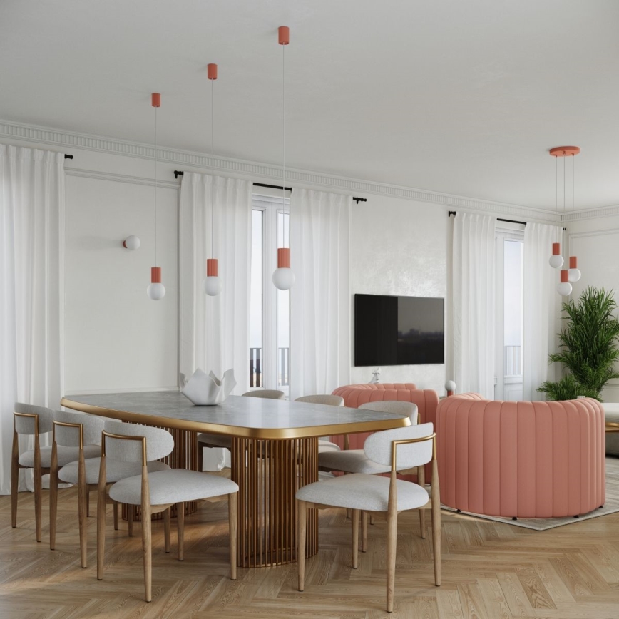 Hanglamp aan een koord HALO 3xG9/8W/230V diameter 25 cm roze