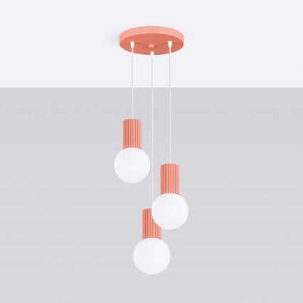 Hanglamp aan een koord HALO 3xG9/8W/230V diameter 25 cm roze
