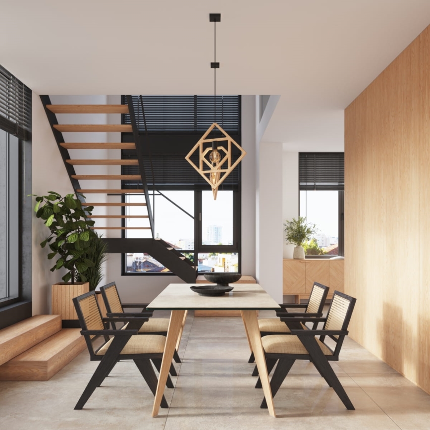 Hanglamp aan een koord CARO 1xE27/15W/230V beuken