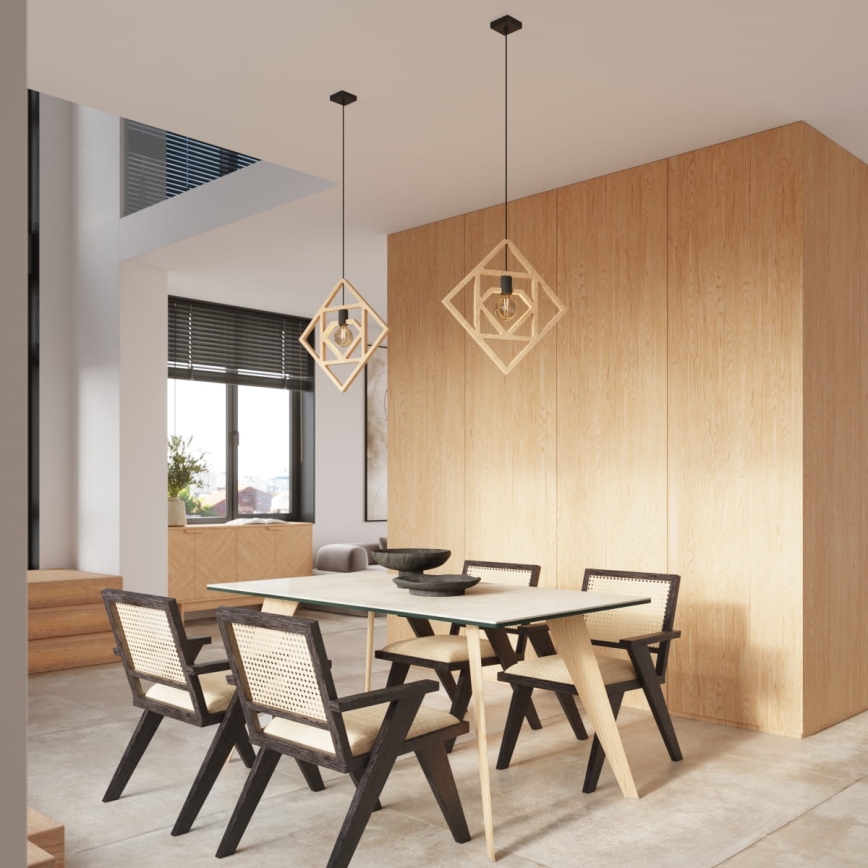 Hanglamp aan een koord CARO 1xE27/15W/230V beuken
